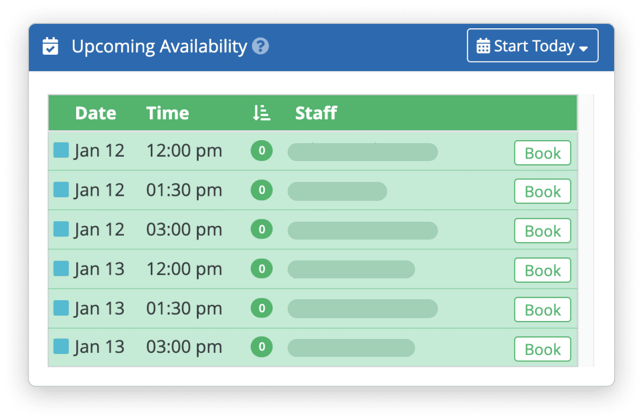 Upcoming Availability Widget