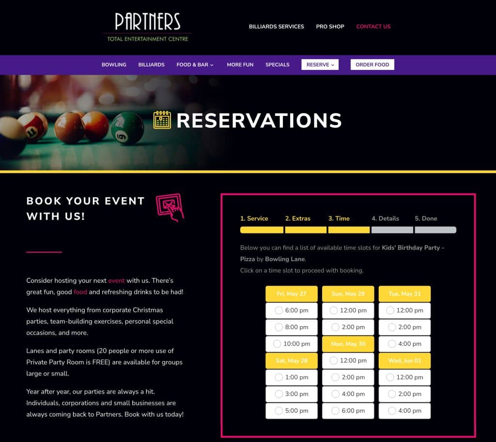 Partners Bowling and Total Entertainment Centre Website Design North Bay Ontario