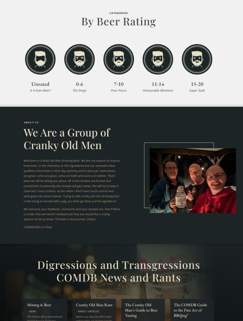 Cranky Old Men Drinking Beer Rating UI Design North Bay